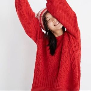 Pre-owned Madewell Copenhagen Cable Sweater Red Size Small